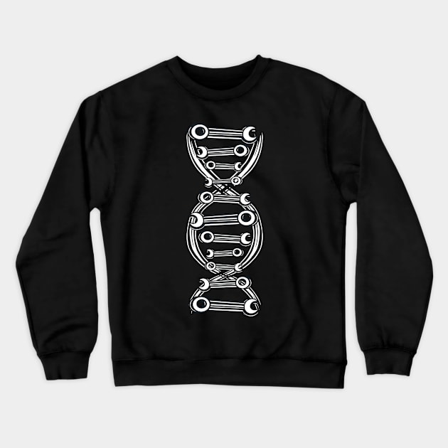 DNA with mechanical tools with a dna strand made of tools Crewneck Sweatshirt by Meinersncovert